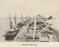 <span class="caption-caption">Mackay wharves</span>, c1908. <br />Postcard folder by <span class="caption-publisher">GC Wood</span>, collection of <span class="caption-contributor">John Young</span>.