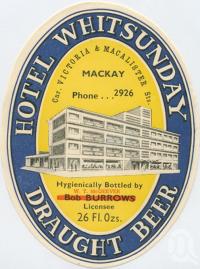 <span class="caption-caption">Hotel Whitsunday Draught Beer</span>, c1955. <br />Beer label by <span class="caption-publisher">Unknown Publisher</span>, collection of <span class="caption-contributor">Centre for the Government of Queensland</span>.