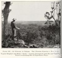 <span class="caption-caption">Typical Brigalow and Belah 'scrub' country interspaced with Box and Sandalwood Forest (overlooking site of experimental plots)</span>. <br />From <span class="caption-book">Queensland Agricultural Journal</span>, 1930, collection of <span class="caption-contributor">Fryer Library, UQ</span>.